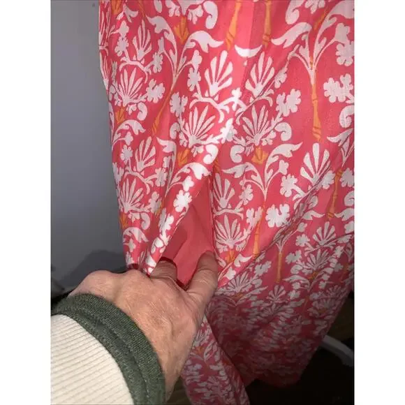 Talbots Coral Pink Voile Sleeveless Flare Maxi Dress Pockets Sundress Cotton 10P - Picture 5 of 15